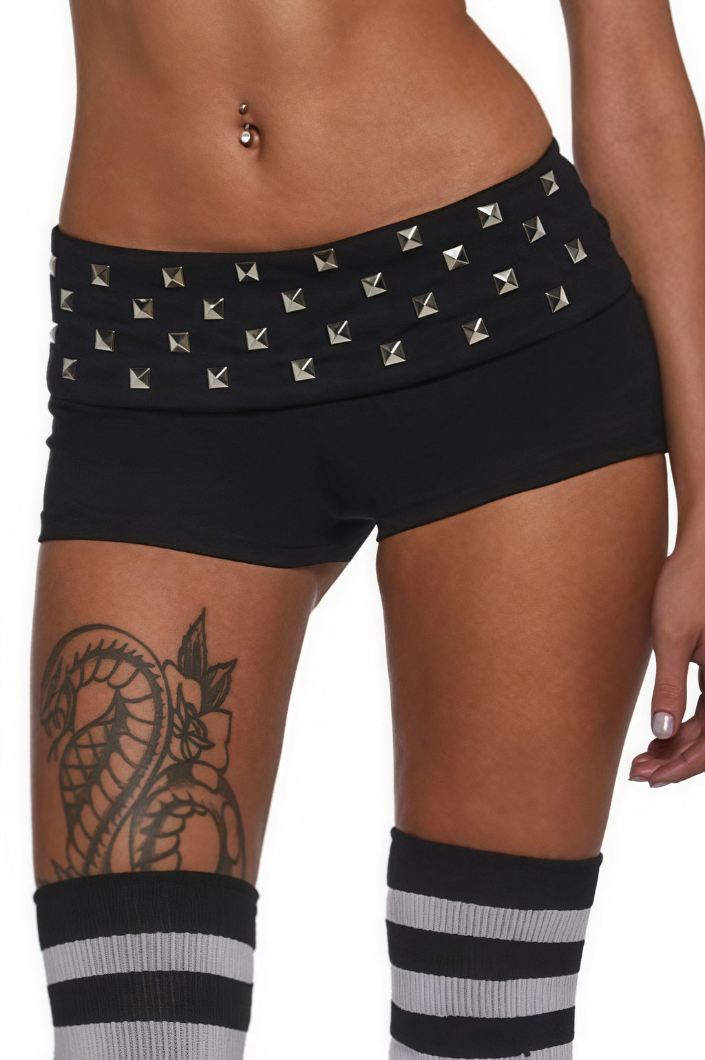 Black Rivet Skinny Shorts