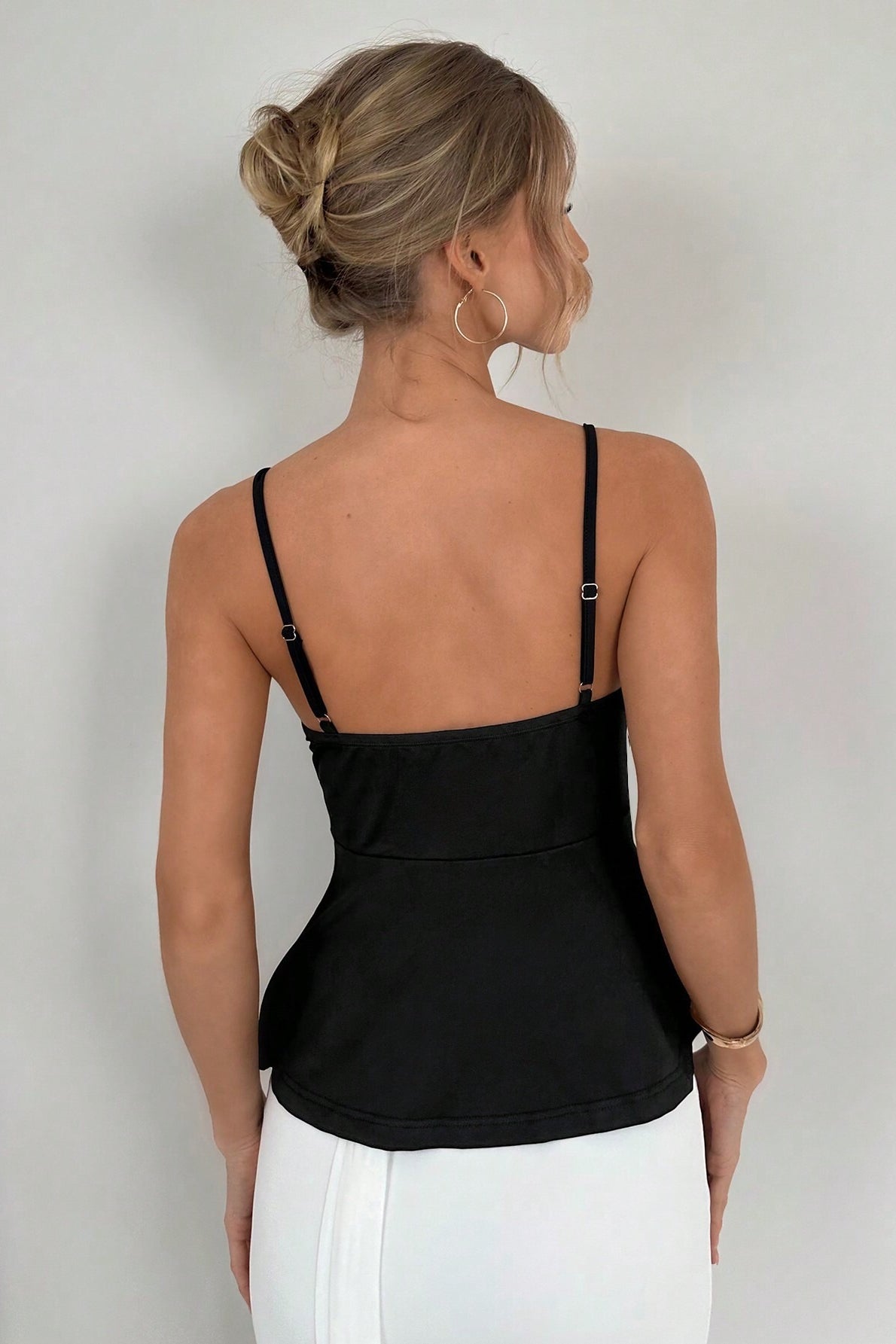 Minimal Solid Tie Slim Cami Top