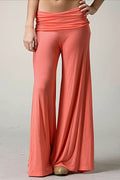 Solid Wide Leg Flare Casual Pants