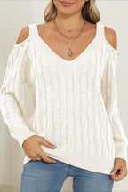 Deep V Off-Shoulder Loose Pullover Sweater