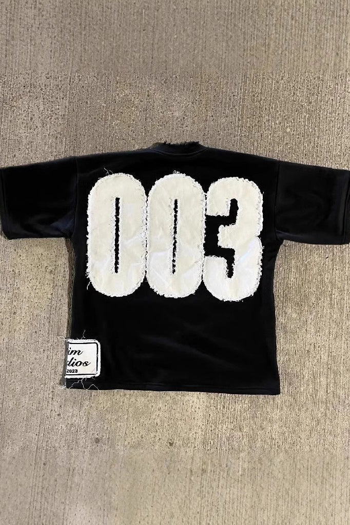 Street Pullover Letter Patch Loose Crew T-Shirt
