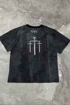 Dark Trend Black White Print Short Sleeve T-Shirt