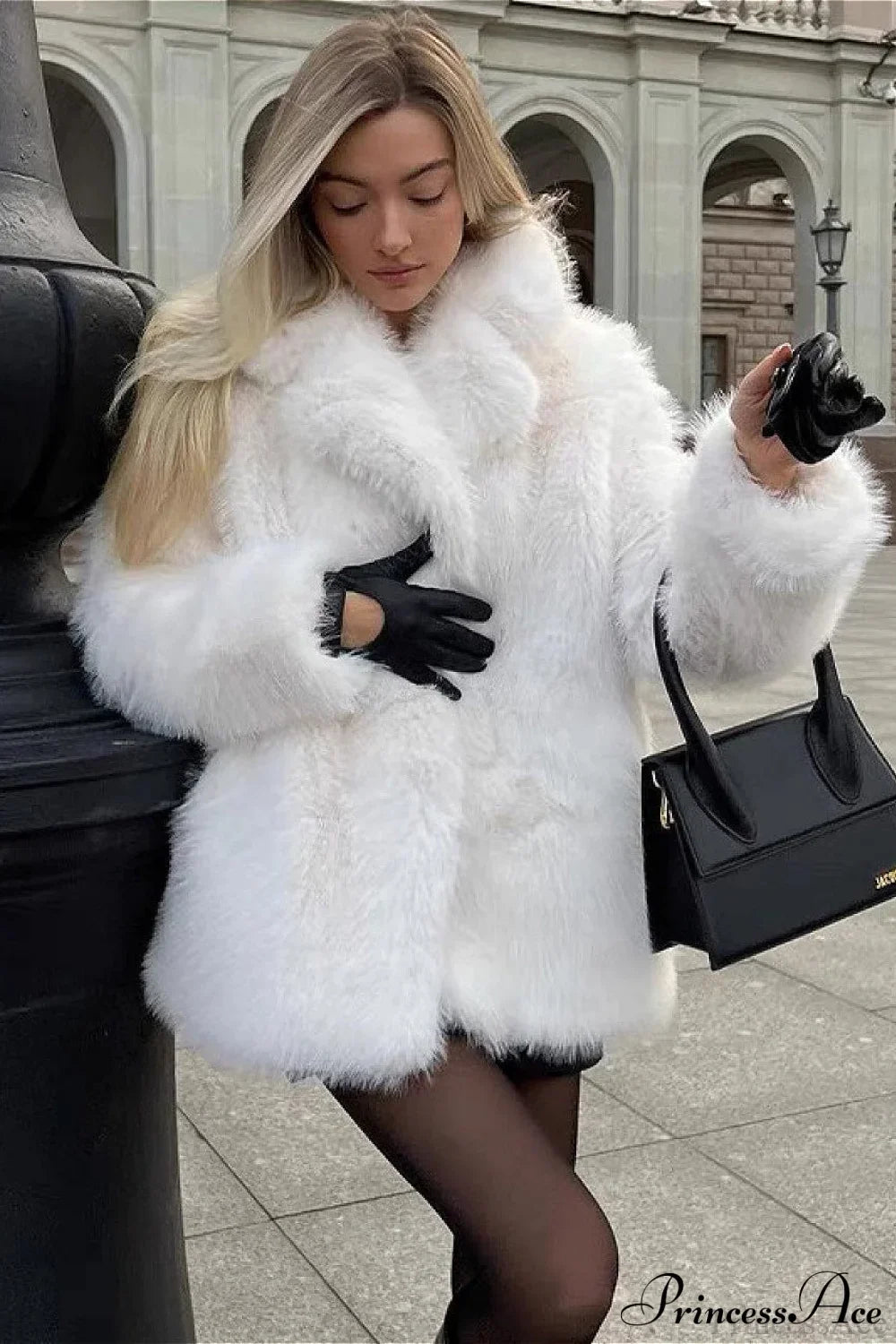 Eco Faux Fur Solid Cropped Coat