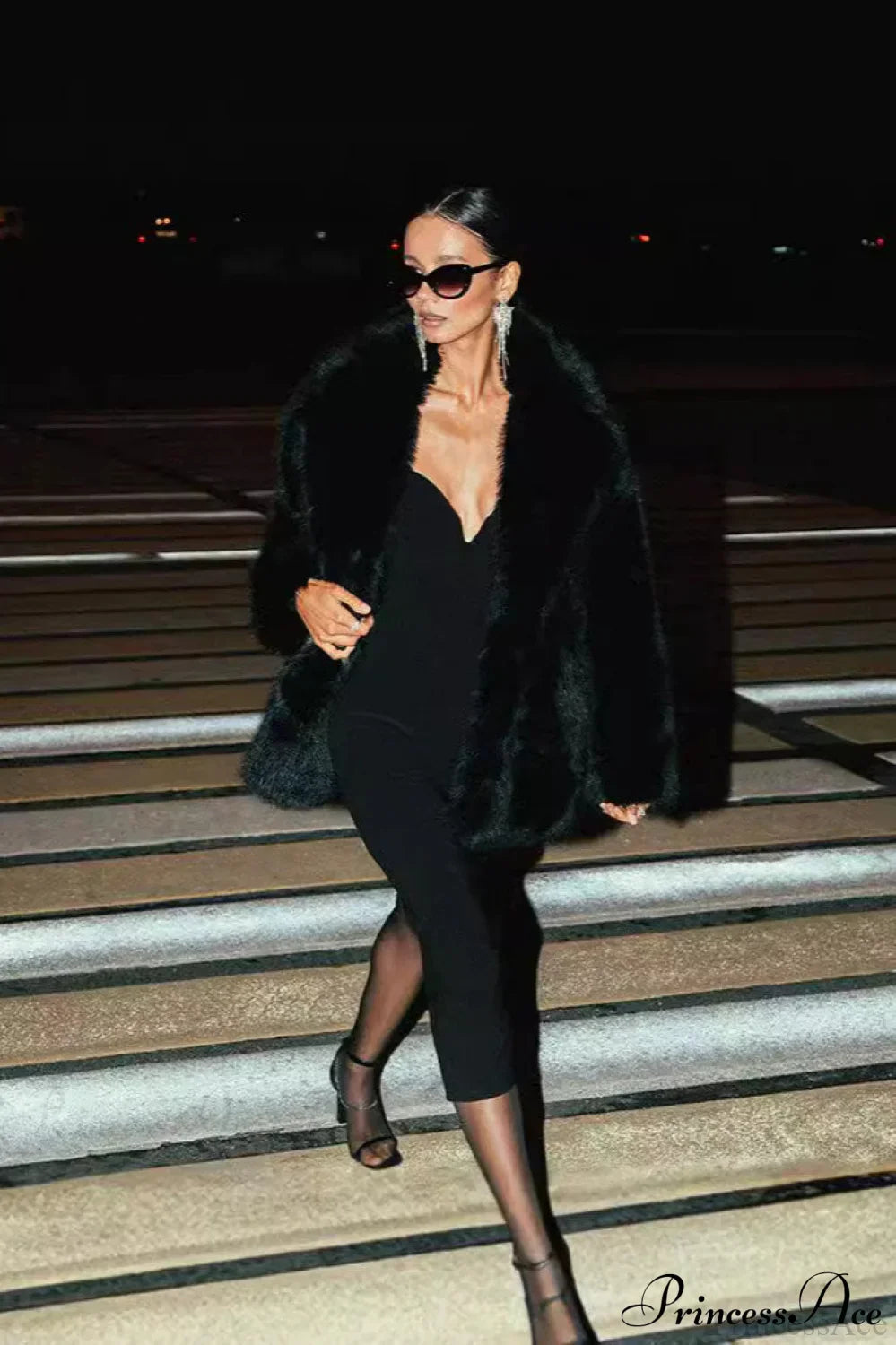 Eco Faux Fur Solid Cropped Coat