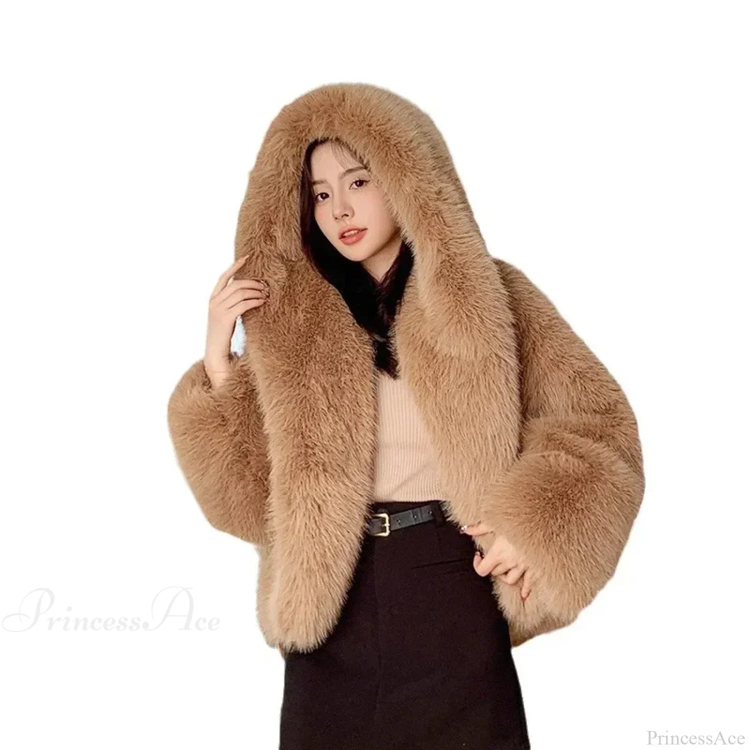 Eco-Friendly Imitation Fox Hooded Coat
