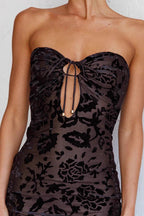 Lace Backless Strapless Midi Dress