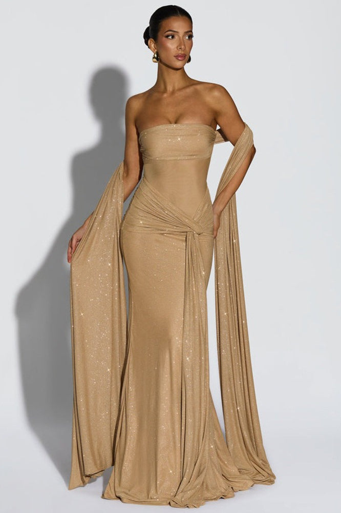 Elegant Tube Off Shoulder Silver Prom Dress