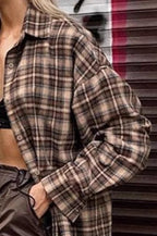 Vintage Plaid Long Blouse
