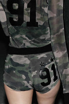 Vintage Casual Print Slim Fit Shorts