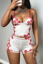 Lip Print Cami Two Piece Set