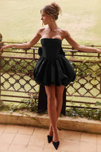 Strapless Backless Big Bow Formal Mini Dress