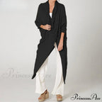 Solid Asymmetrical Cowl Neck Blouse