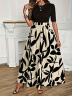 Elastic Waist Flowers Printed A-Line Skirt Summer Elegant
