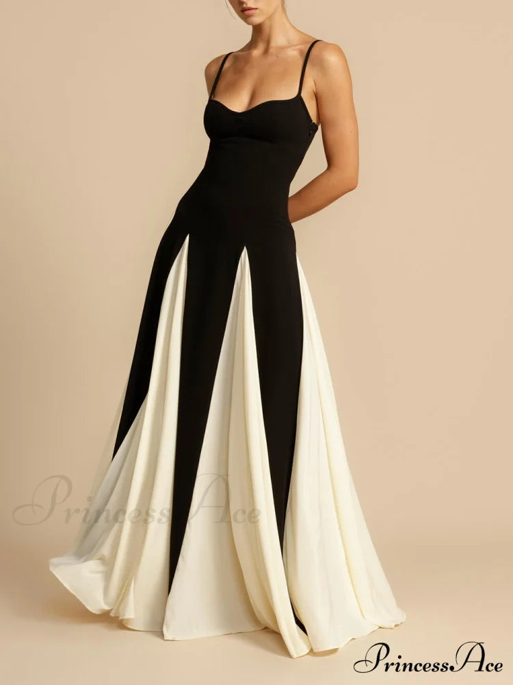 Elegance Panelled Tulle Charming A-Line Slip Maxi Dress