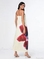 Elegant Floral Strapless Loose Fit Dress
