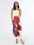 Elegant Floral Strapless Loose Fit Dress