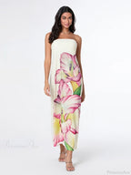 Elegant Floral Strapless Loose Fit Dress