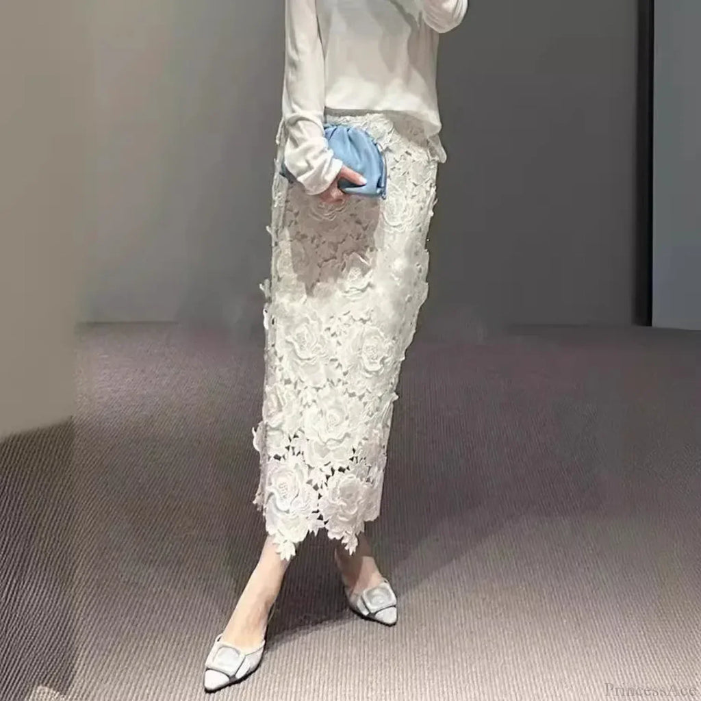 Elegant Lace Pencil Skirt For Women Work Cocktail Party