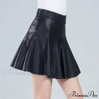 Elegant Plus Size Korean Genuine Real Leather High Waist Skirt