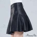 Elegant Plus Size Korean Genuine Real Leather High Waist Skirt