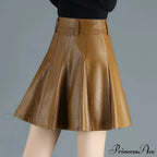 Elegant Plus Size Korean Genuine Real Leather High Waist Skirt