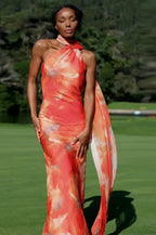 Elegant Satin Halter Dress