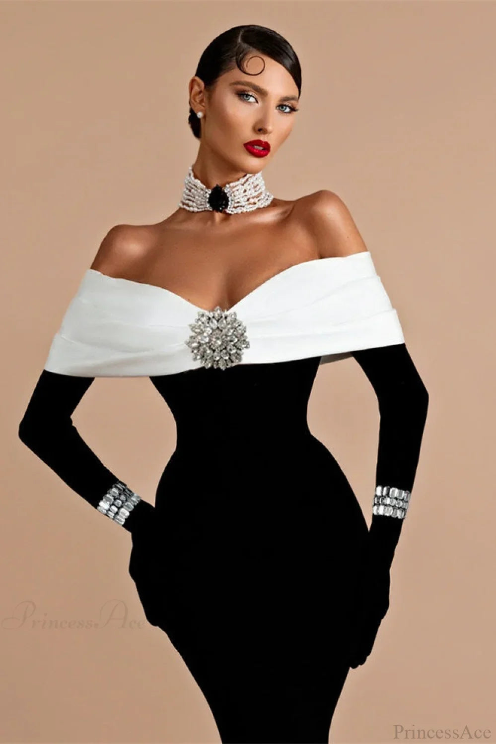 Elegant Sequin Off-The-Shoulder Evening Dress