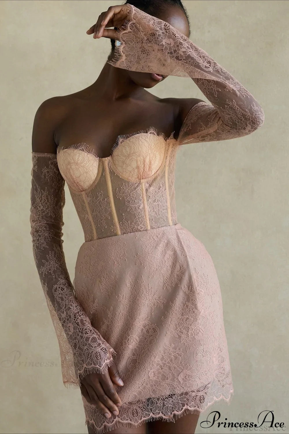 Elegant Lace Sheer Party Dress