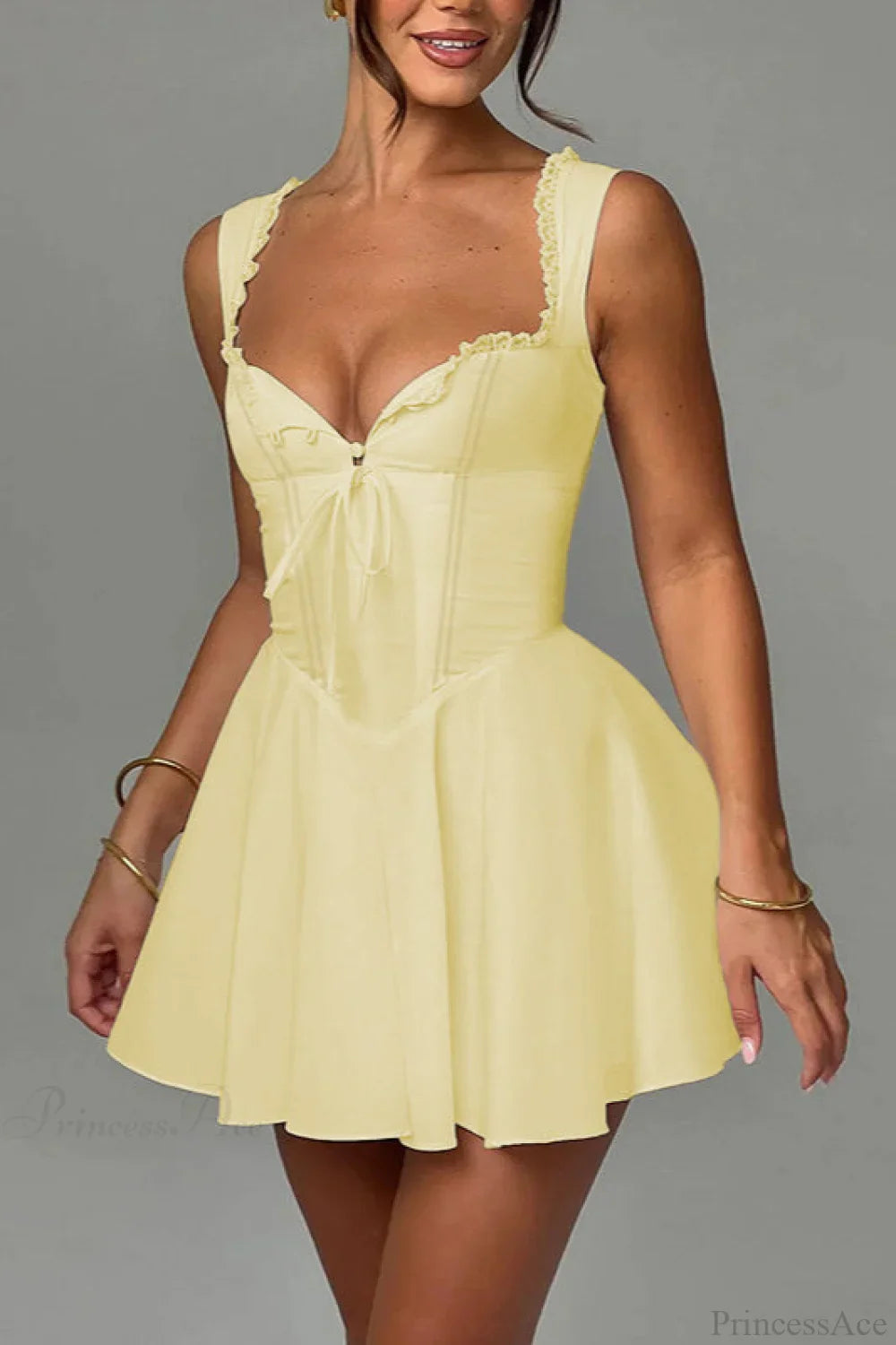 Elegant Waist Slim A Line Mini Dress