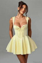 Elegant Waist Slim A Line Mini Dress