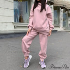 Elegant With Long Sweatshirt Set And Hoodie Lace-Up Warm Pant Solid Detail