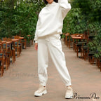 Elegant With Long Sweatshirt Set And Hoodie Lace-Up Warm Pant Solid Detail