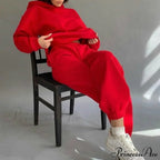 Elegant With Long Sweatshirt Set And Hoodie Lace-Up Warm Pant Solid Detail