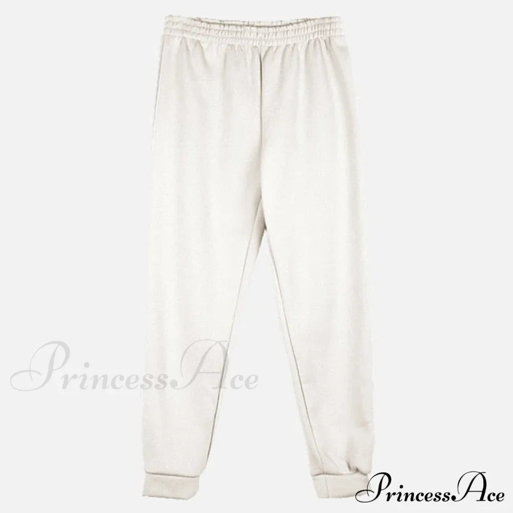 Elegant With Long Sweatshirt Set And Hoodie Lace-Up Warm Pant Solid Detail