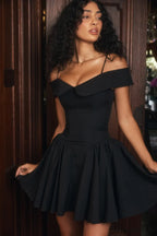 Elida Black Stylish Mini Dress