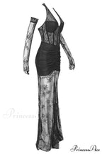 Elsa Halterneck Stylish See-Through Maxi Dress