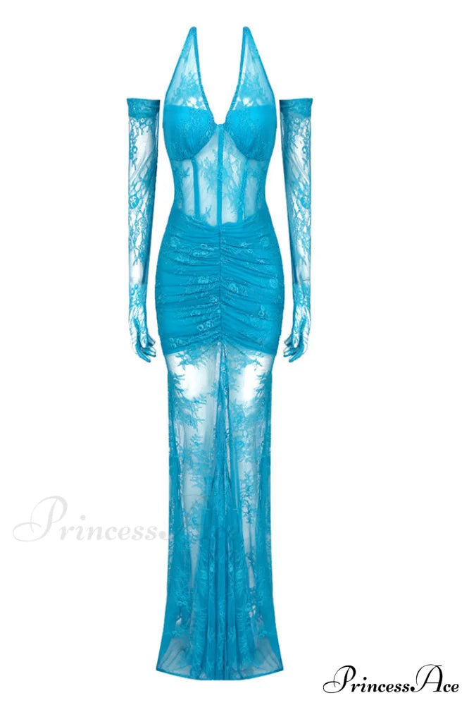 Elsa Halterneck Stylish See-Through Maxi Dress