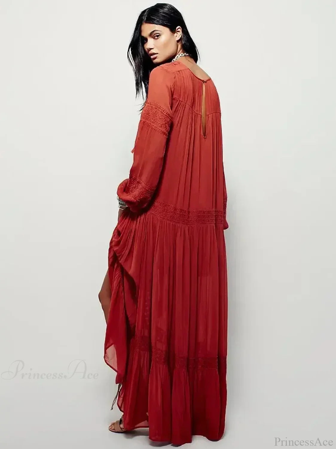 Embroidery Flower V-Neck Split Mini Boho Dress