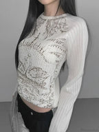 Emo Printed O-Neck Knit Top