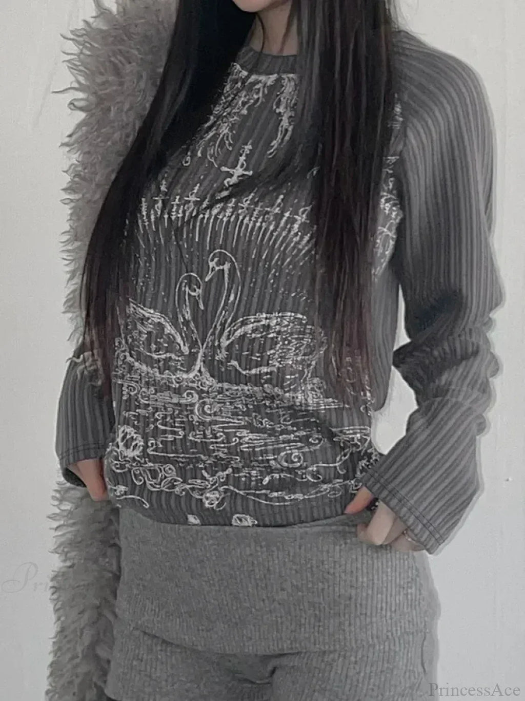 Emo Printed O-Neck Knit Top