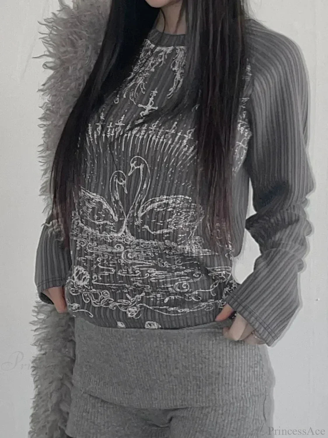 Emo Printed O-Neck Knit Top