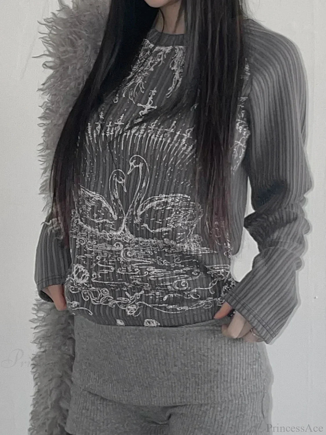 Emo Printed O-Neck Knit Top