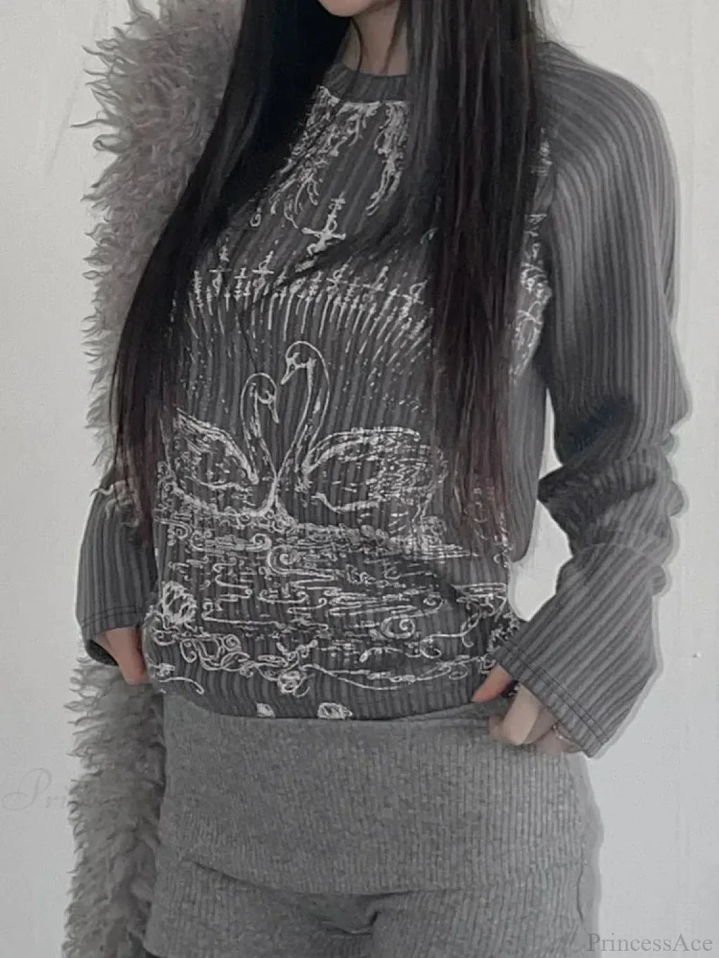 Emotional Printed Round-Neck Knit Top