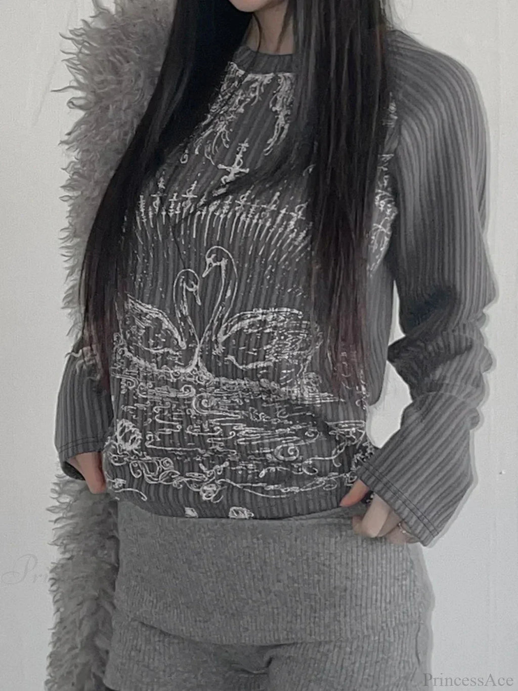 Emotional Printed Round-Neck Knit Top