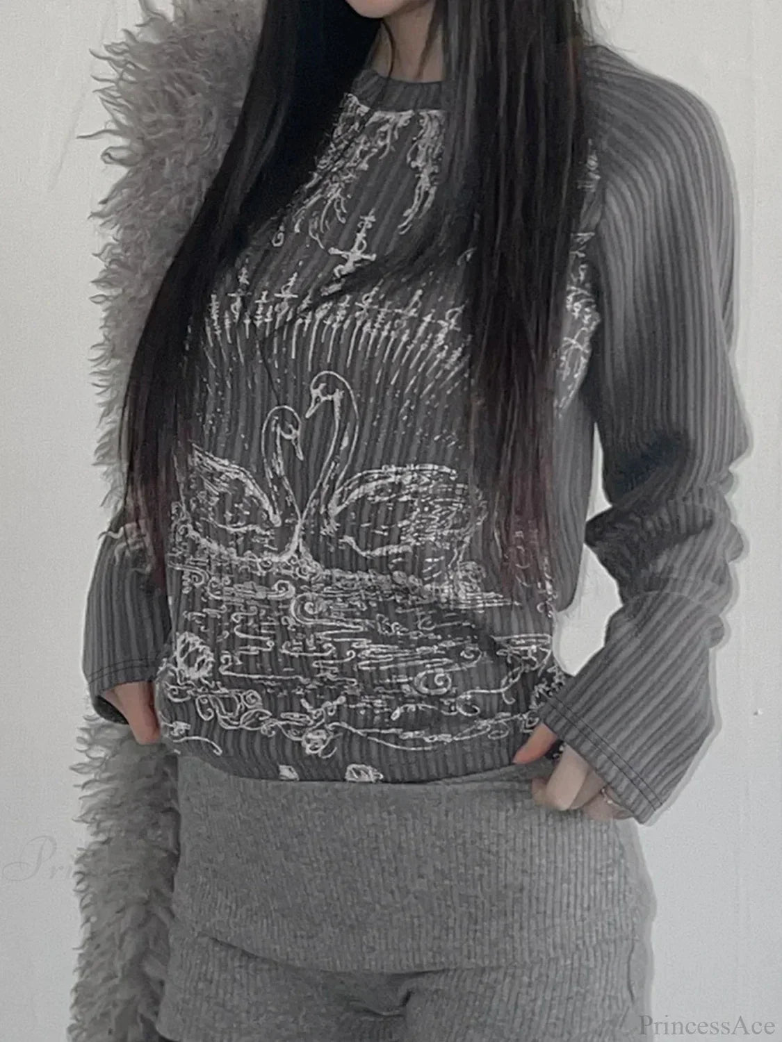 Emotional Printed Round-Neck Knit Top
