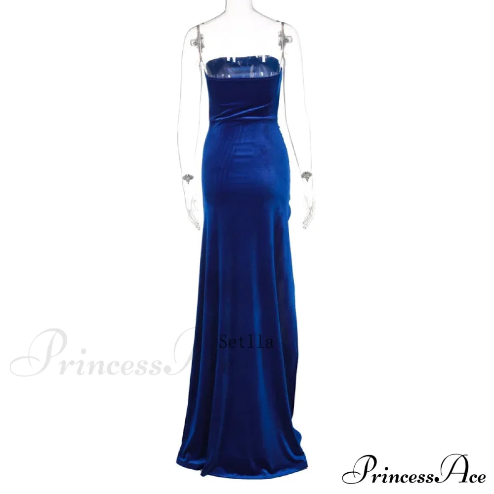 Evening Velvet Black Strapless Sleeveless Club Midi Dress