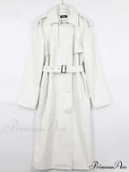 Extra Long Oversized Black Faux Leather Sleeve Belt Double Breasted Loose Stylish Coat