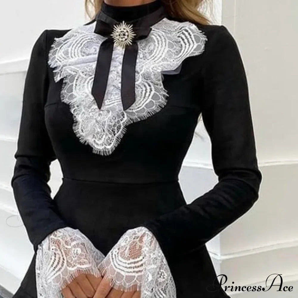 Eyelash Gown Ruffles Elegant Lace - Arm Bell Party Trend