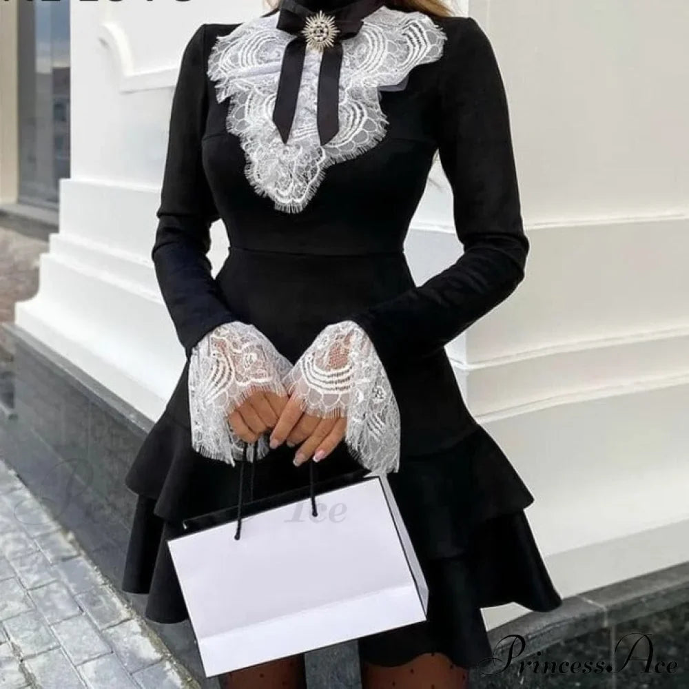 Eyelash Gown Ruffles Elegant Lace - Arm Bell Party Trend