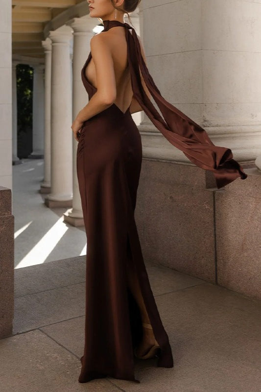 Satin Backless Sleeveless Party Dress